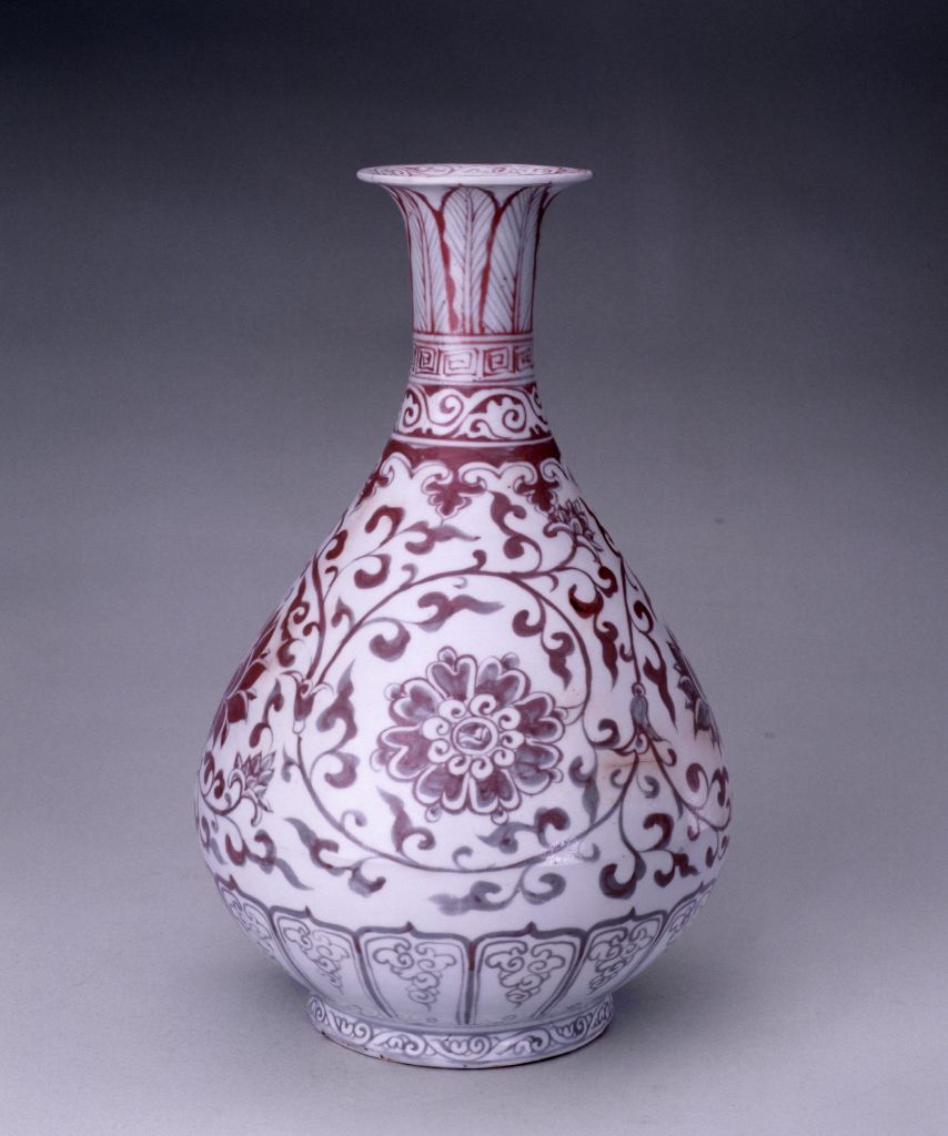 图片[2]-Underglaze red jade vase with lotus pattern-China Archive